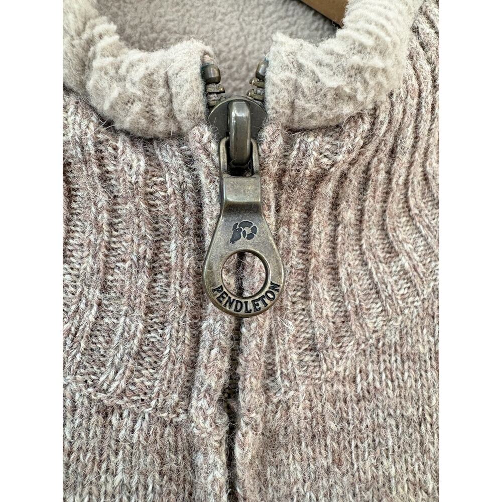 Pendleton Shetland Wool Zip Front Sweater Vest Fleece Lined Beige Tan Medium - Picture 6 of 16